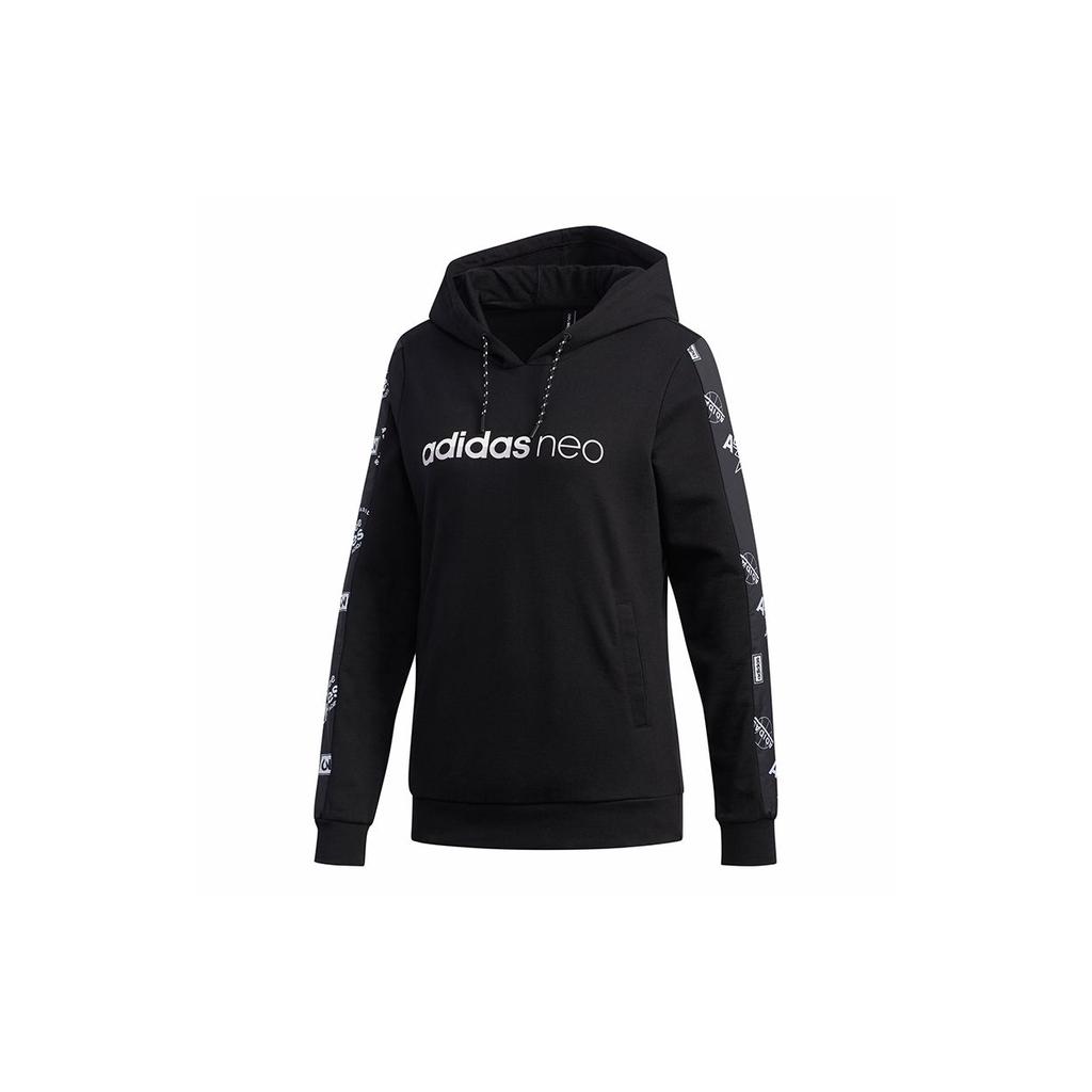 Adidas Neo Favorite Hoodie Casual Sport Pullover Women Tops Black FK6928