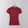 YPFF Summer Women's Solid Color Elastic Thread Basic Short-Sleeve Round Neck Top