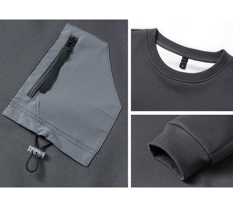 Men's Plus Size Heavyweight Hoodie: Trendy Loose Fit Pullover T-Shirt, Round Neck, Solid Color, Spring/Autumn Collection.