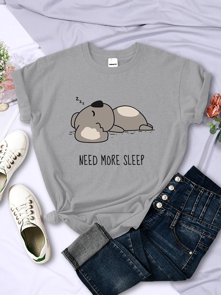 Need More Sleep Cartoons Bear Women T-Shirt Street All-math Tops Fashion Hip Hop Casual Clothing Personality Female Short Sleeve