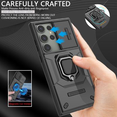 For Samsung Galaxy S23 Ultra 5G Case Slide Camera Phone Case For Samsung S23 + Plus S 23 Ultra Magnetic Ring Holder Back Cover
