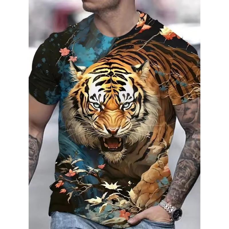 Men's Animal Tiger Totem 3D Printed T-Shirt Street Top Creative Daily Leisure Sports Fashion Trend Personalized Neutral Clothing