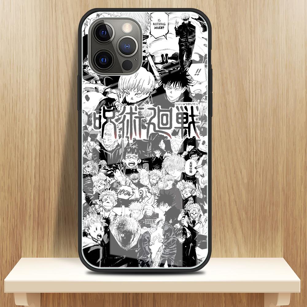 Tempered Glass Case Apple iPhone 13 12 Mini 11 Pro Max XR XS SE 2020 7 8 Plus 6 6S X Phone Cover Back Shell Jujutsu Kaisen Gojo