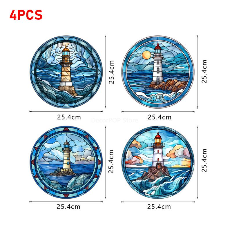 4PCS Colorful Stained Christmas Hummingbird Butterfly Window Glass Electrostatic Stickers PVC Decorative Film Party Home Decor