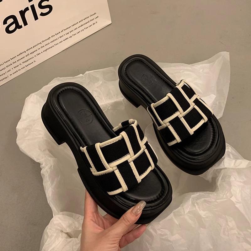 Flat two wear sandals female French fairy style summer fashion with skirt temperament wear versatile Roman cool slippers