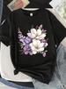 Summer Floral Print Women Casual Tee, Round Neck Short Sleeve T-Shirt, Street Fashion Versatile Staple Top For Everyday Outfit