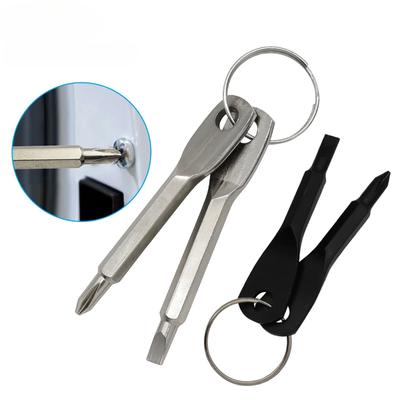 Přenosný kroužek na klíče s plochým šroubovákem Phillips Multi Mini Pocket Repair Tool Gadget