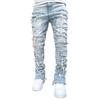 Jeans Dritti Uomo Stile Streetwear Europeo & Americano – Denim Elastico con Patch a Frange, Nuova Moda.