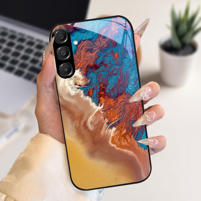 Fashion Coque For Samsung A55 A56 Case A25 A26 Tempered Glass Phone Cover For Galaxy A15 A35 A36 Hard PC Glass Protective Fundas