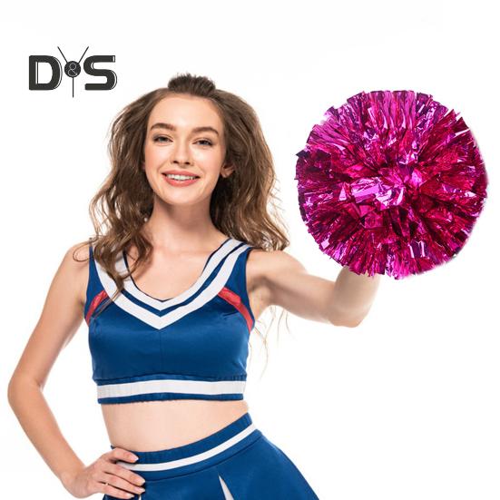 10 Stück Cheerleader-Pompons, metallische Cheerleader-Pompons mit Fingerring, Jubel-Requisiten für Squad-Team-Sportspiele, Tanz- und Kleiderpartys