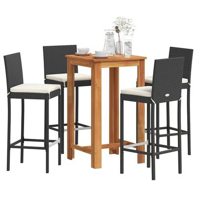 Vidaxl 5-Cz. Black Garden Bar Furniture Set
