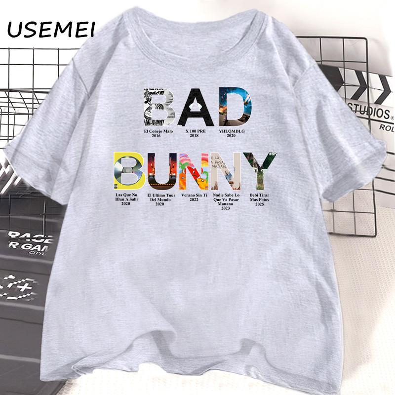 Bad Bunny Alle Alben T-Shirt Herren Damen Debi Tirar Mas Fotos Graphische T-Shirts DTMF Unisex T-Shirt Musik Lässig Baumwolle T-Shirts