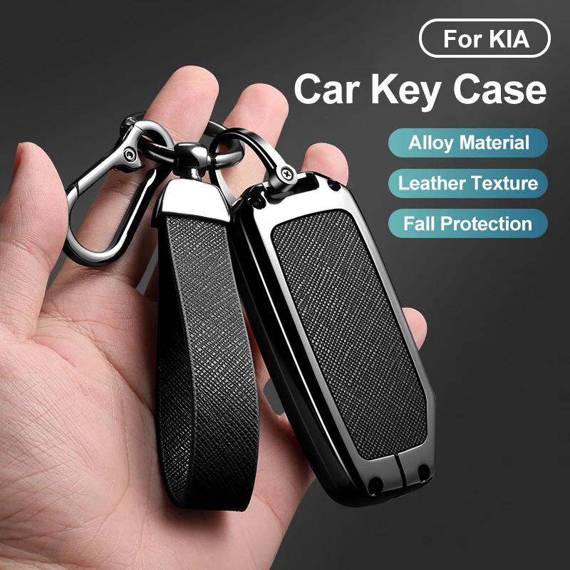 Zinc Alloy Leather Car Key Case Cover Shell Accessory For KIA Sportage R GT Stinger Sorento Ceed Cerato Forte Niro Soul Tellurid