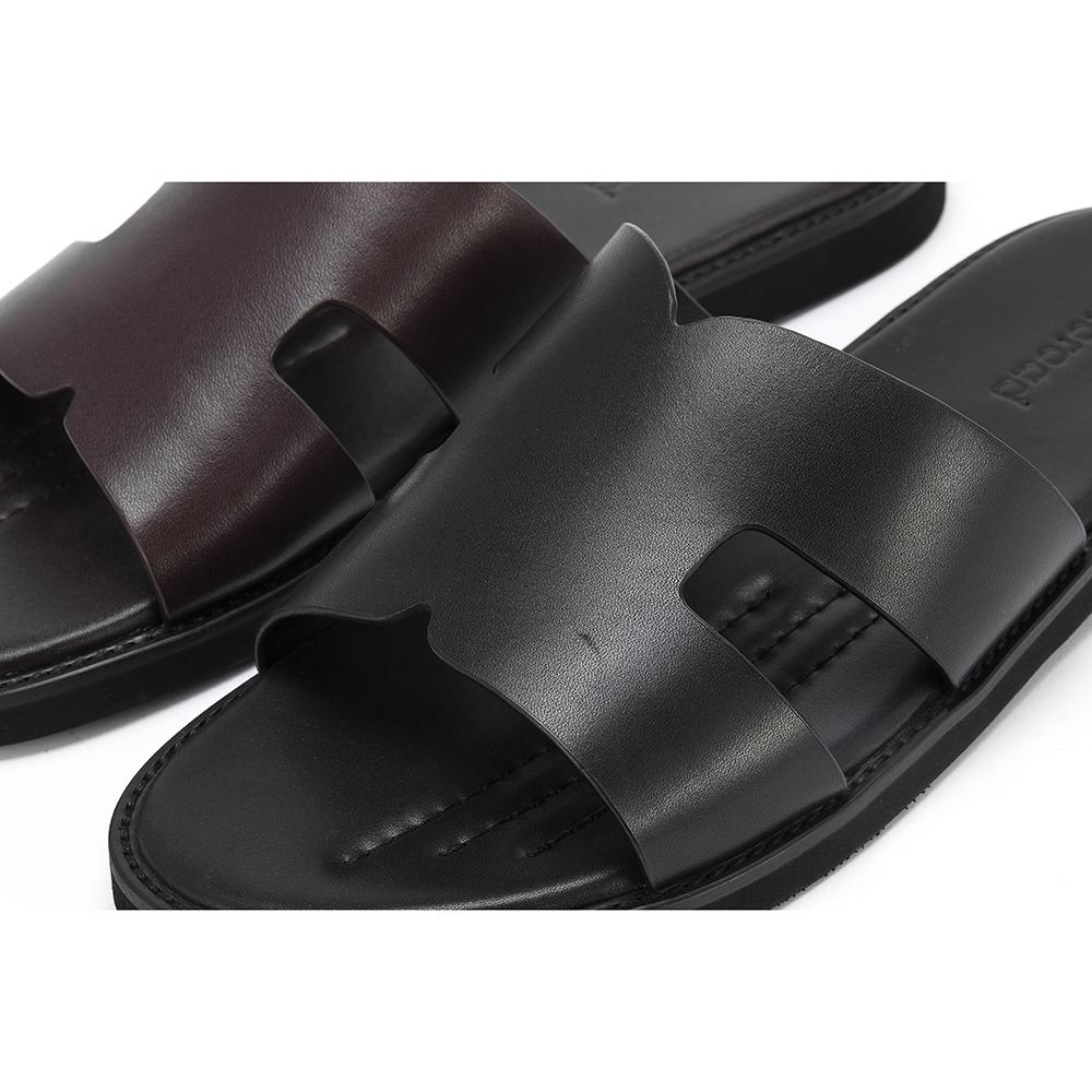 Fashion New Arrival Soft Comfortable Men's Pure Leather Non-slip Slippers Top Grade Cowhide Vamp Mens Elegant Daily Sandals Shoes