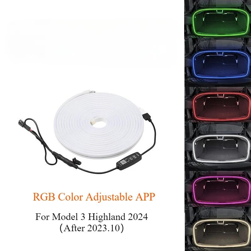 Trunk Ambient Light for Tesla Model 3 Highland 2025 Car Atmosphere Lamps APP Multi-mode RGB Strip Light Car Interior Accessories