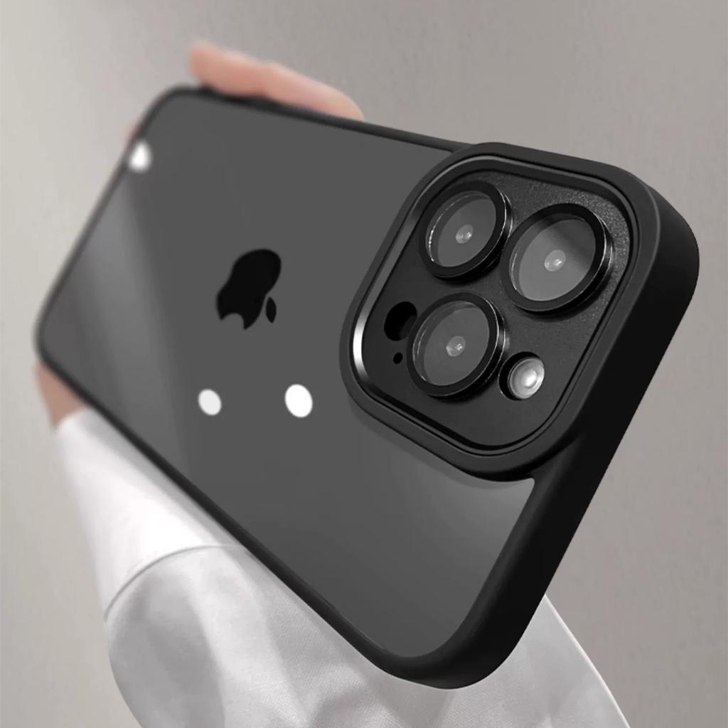 Luxuriöse Metall-Kameraschutzhülle für iPhone 15 14 Plus 13 12 11 Pro Max Transparent Stoßfest Armor Weiche Stoßstange Hartschale