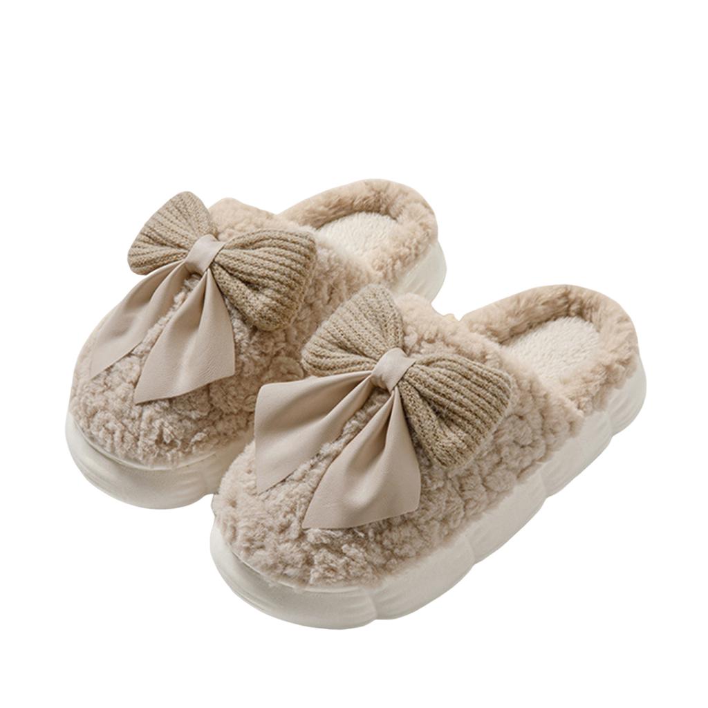 Modische Baumwoll-Hausschuhe mit Sohle, Winter Indoor Homewear, Dicksohlige Plüsch-Hausschuhe für die Erholung nach der Geburt
