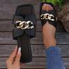 Women Slippers 2026 New Fashion Slippers Square Toe Chain Slippers Beach Metal Decoration Flat Sandals Casual Shoes Slides Women