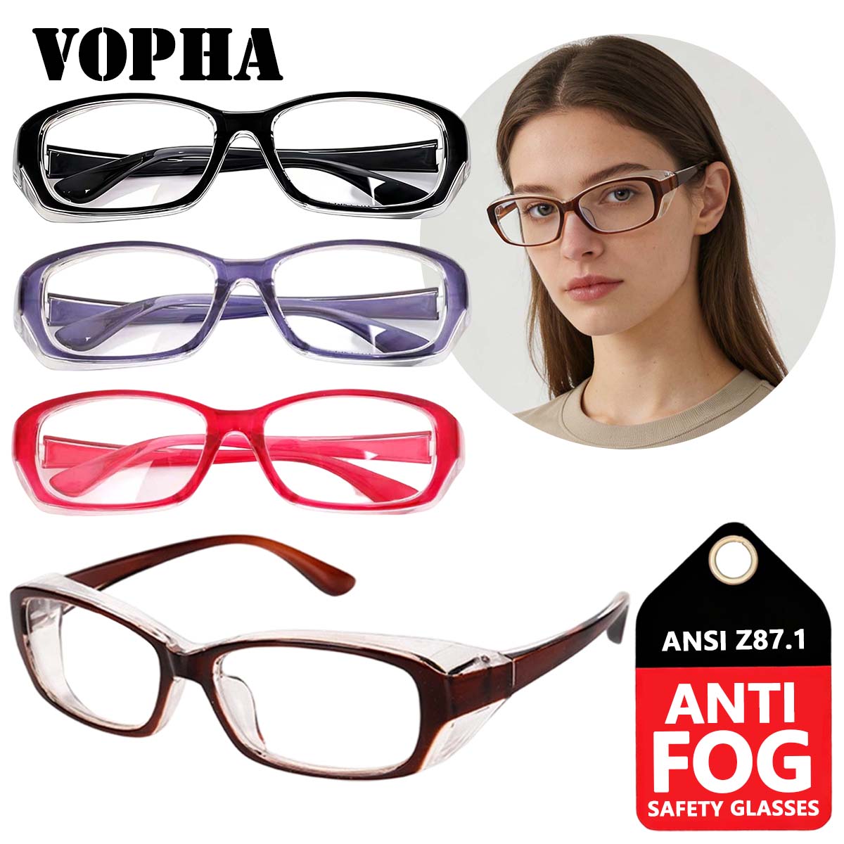 

4PC Anti-Fog Safety Goggles Dust Scratch Protective Eyewear with Frame ANSI Z87.1 Rated Anti-Pollen for Personal Protection HM8