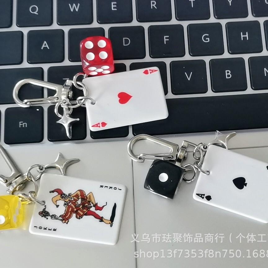 Pokerkarte Würfel Schlüsselanhänger Nischen-Design Trendiges Hängezubehör Spielstil Schlüsselanhänger Schmuck Mädchen Tasche Y2K Handtasche Anhänger