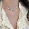 Silver Bow Knot Necklace: Fashionable, Personalized Design for Women - Trendy Clavicle Chain with Internet Celebrity Style