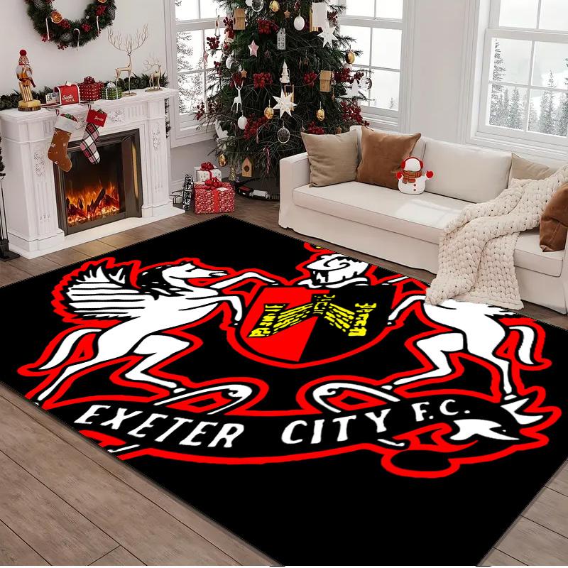1PC Rug Exeter City Fc Crest Carpet, Chair Rug,Area Rug for Office Bedroom Living Rooms Bedroom, Doormat Decor Christmas Fan Gifts