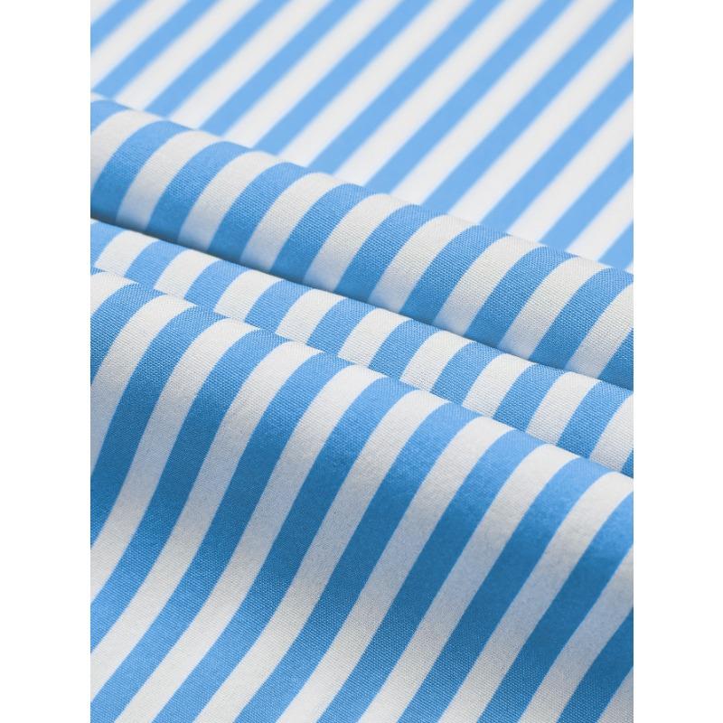 Jarní a podzimní dámské šaty Ležérní Výstřih s proužkovanou kravatou v pase Košilové šaty s dlouhým rukávem