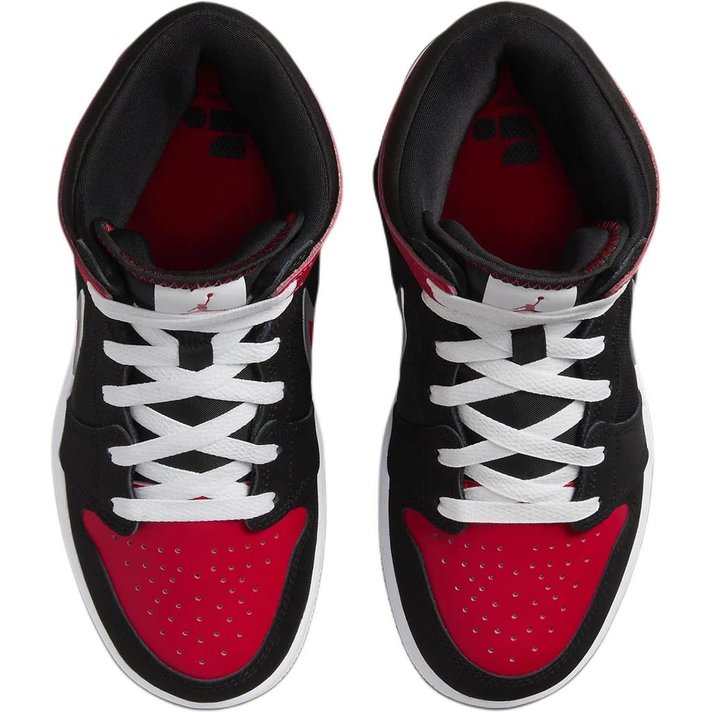 Jordan Air 1 Mid RM Snadné obouvání Pohodlné Jednoduché Tlumení nárazů Podpora Vysoký svršek Ležérní obuv Dětské tenisky Černá Červená FQ1281-006