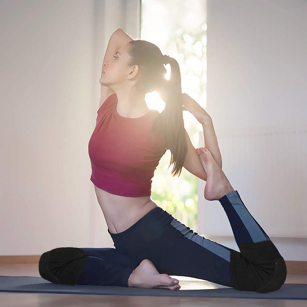 1Pair Sports Compression Knee Pads Elastic Knee Protector Thickened Sponge Knees Brace Support for Dancing Workout Training