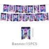 K-Pop Blue Witch Hunter Birthday Party Banner, Cake Toppers, and Balloon Set Decorations
