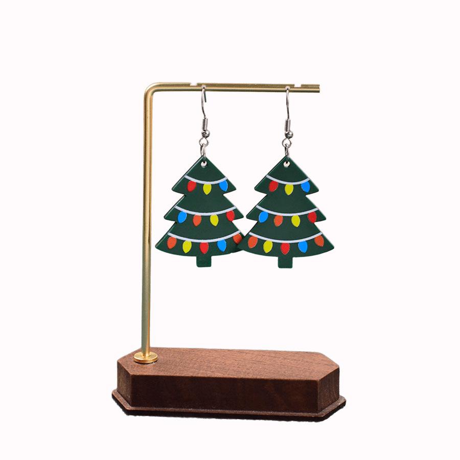 

Праздничные серьги «Пряничный человечек» и «Рождественская елка»: Блестящий акриловый снеговик, шляпа и колокольчик