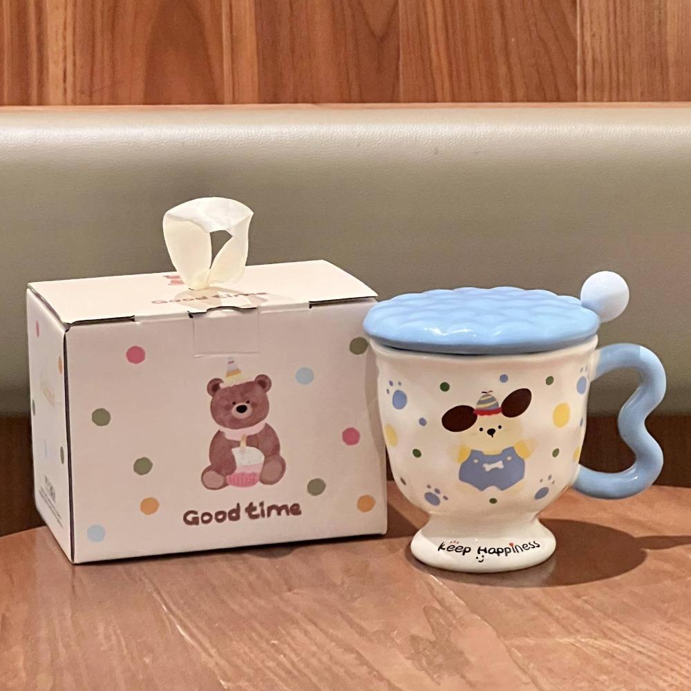 Vysoce hodnotný roztomilý hrnek pro pár s králíčkem s puntíky, vysoce hodnotný hrnek na pití, kreslený keramický hrnek, dárek k narozeninám