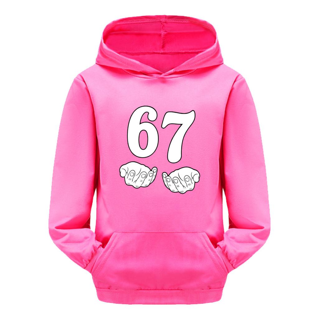 5391 Boys Girls Steal a Brainrot 67 Printed Cotton Fashion Long Sleeves Hoodies