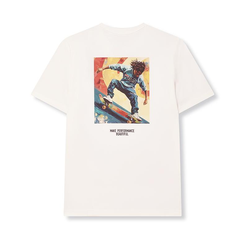 Fila Fashionable Versatile Short Sleeve Knit Top Men Tops Cloud-Mushroom-White F11M439116FWT