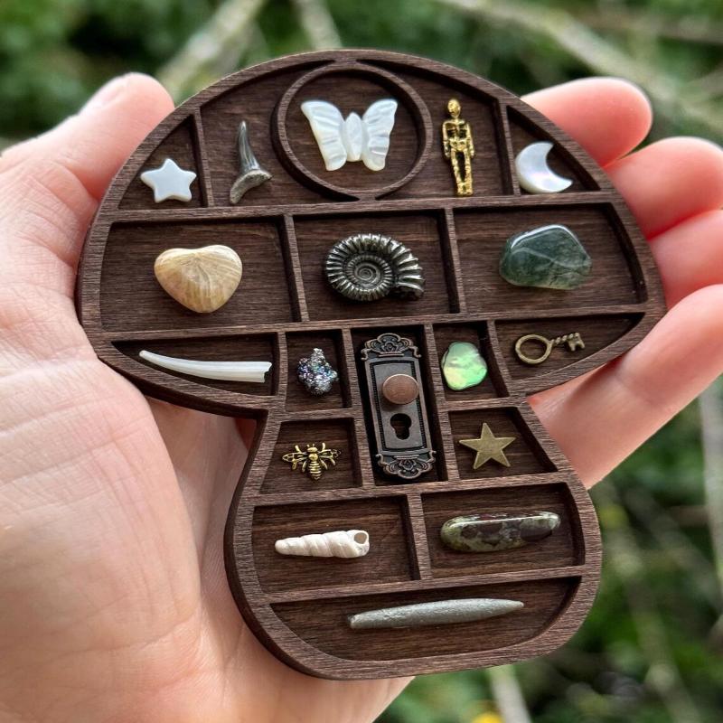 Multicolor Miniature Trinket Shelf Variety Grids Moon Mushroom Dollhouse Shelf Compartments