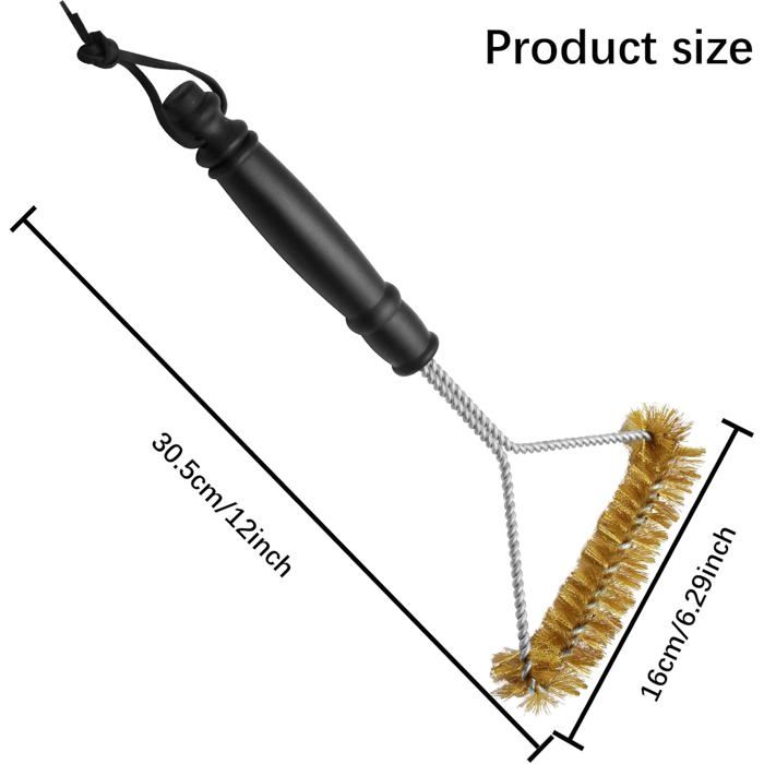 Brosse à barbecue - MSD SANTE ANIMALE - 30,5 cm - Poils fil de cuivre - Cadre inox triangulaire - Manche long anti-brûlure