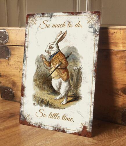 

Metal Sign Vintage Plaque White Rabbit Time 200mm x 305mmAluminum 20x30cm（7.8x11.8inch）