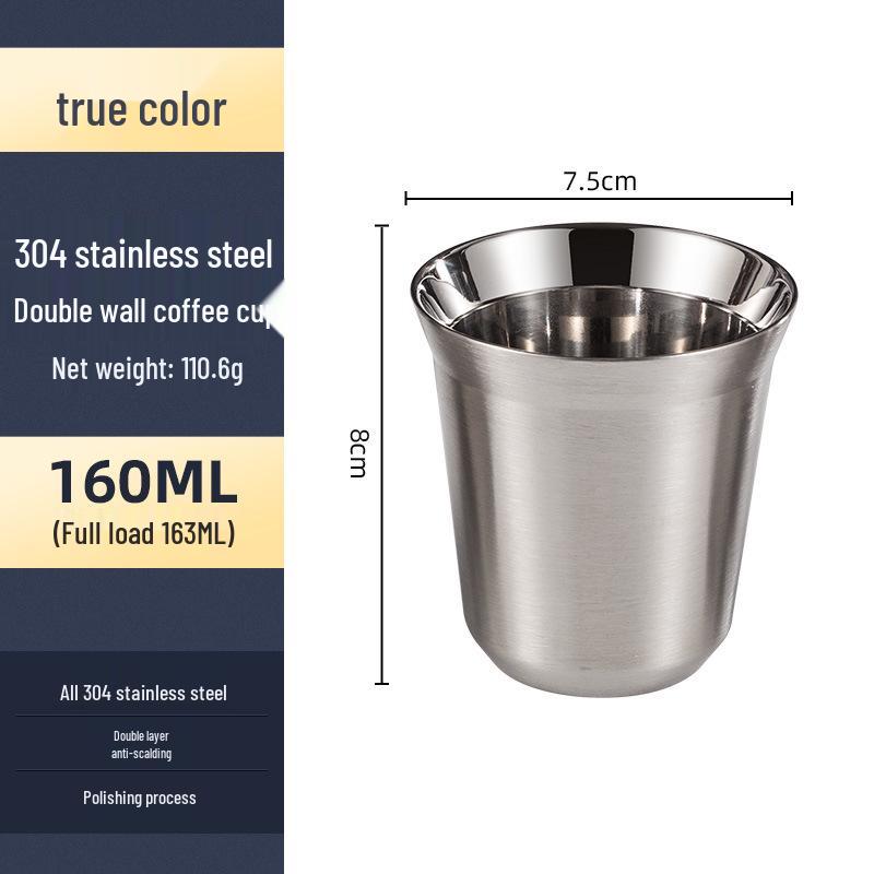 TikTok Edelstahl tragbare Espressotasse - Naturfarbe, kleines Volumen