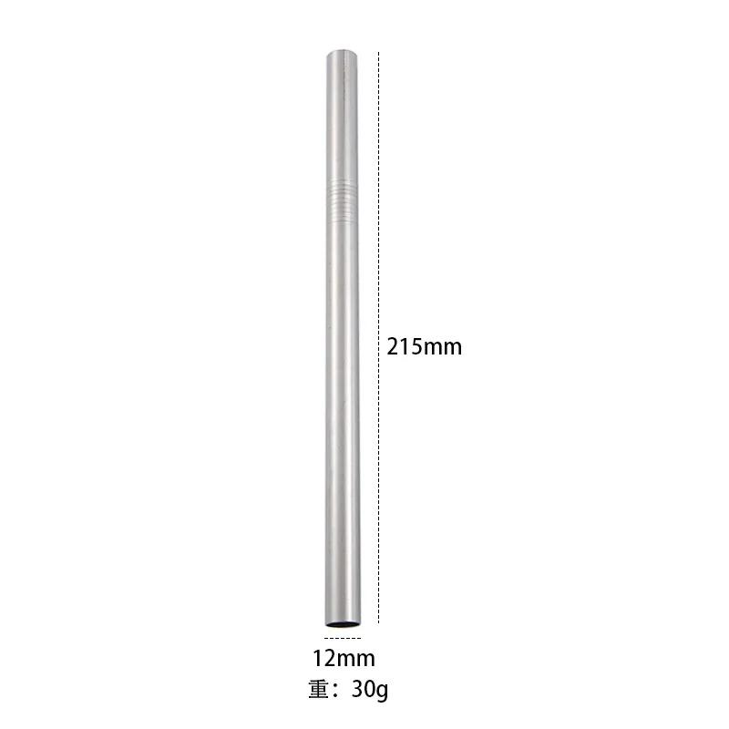 304 Stainless Steel Straw Reusable Metal Straws Set 12mm Diameter Bubble Tea Milkshake Drinking Boba Straw