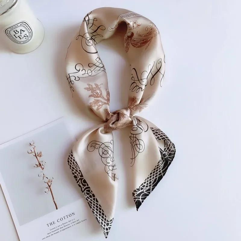 New Small Square Scarf Retro Three-dimensional Printing Silk Scarf Decoration Simulation Silk Scarf Headscarf Multi-purpose