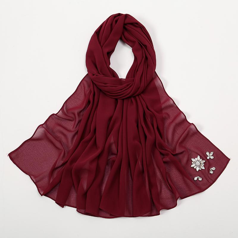 New Bubble Chiffon Diamond Rhinestone Hijab Shawl Scarf Women Ramadan Muslim Headband Wraps Headscarf Foulard Muslim Hijab Sjaal