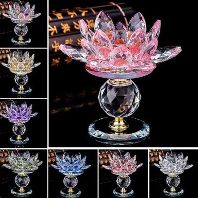Hoom Decor Suport Lumânare Floare de Lotus din Cristal 8 Culori Figurine Lotus Suport Lumânare Petrecere