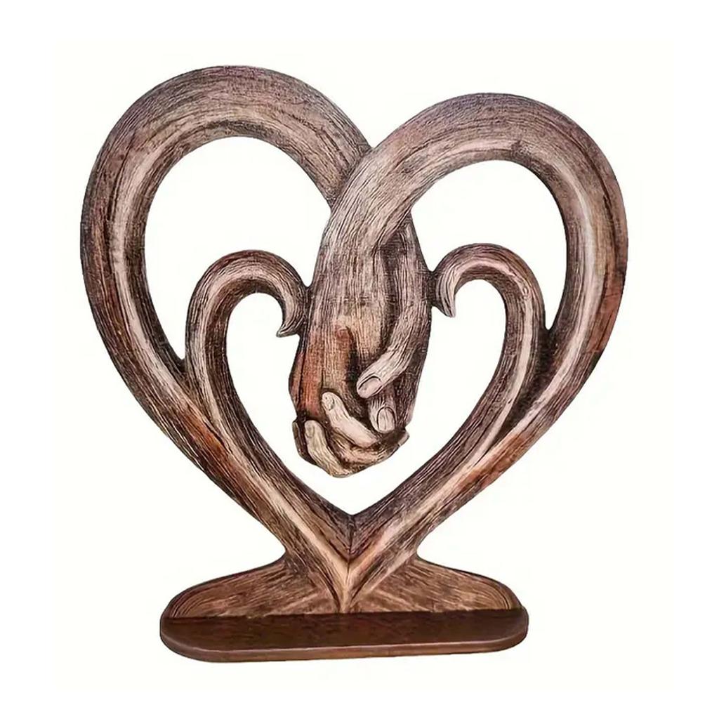 Valentinstag Herz Hände haltend Kunst Skulptur Imitation Baumstamm Ewige Liebe Statue Herz Hand Ästhetische Dekorationen Geschenk