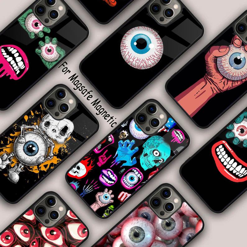 Halloween Scary Eyeball Magnetic Phone Case For APPLE iPhone 17 Air 16 14 13 12 Pro Max 15 Plus Charge With MagSafe Cover