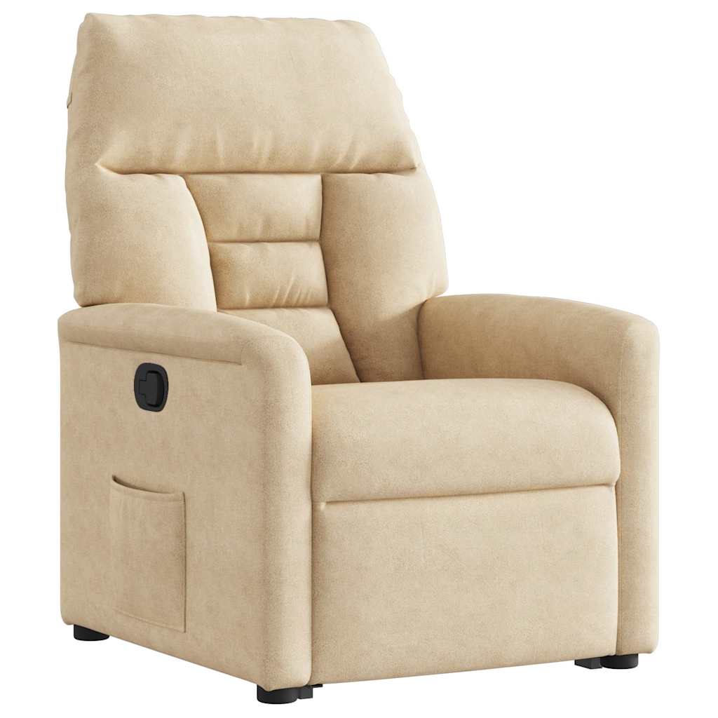 Recliner Chair with Lift Assistance Cream Microfiber Fabric