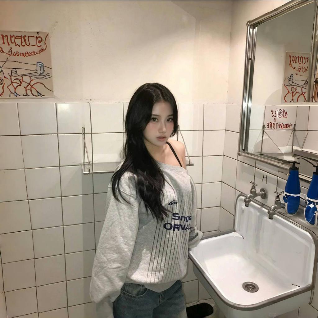 2KWEIRD Sexy Off Shoulder Sweatshirts Women Vintage Y2k Oversized Gray Jersey Tops Korean Style Pullovers Letter Printed Casual