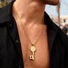 Vnox Stainless Steel Virgin Mary Pendant Key Necklace for Men Women, Gold Color Catholic Religious Saint Benedict Jewelry Gifts