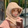 Lamb Wool To Keep Women Warm In Winter, Thickened Anti-wind and Cold, Ear Protection, Face, Scarf, Mask, Integrated Hat, Cycling