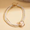 Diamond Resin Imitation Pearl Beaded Flower Multi-layer Sweater Chain Elegant Baroque Necklace