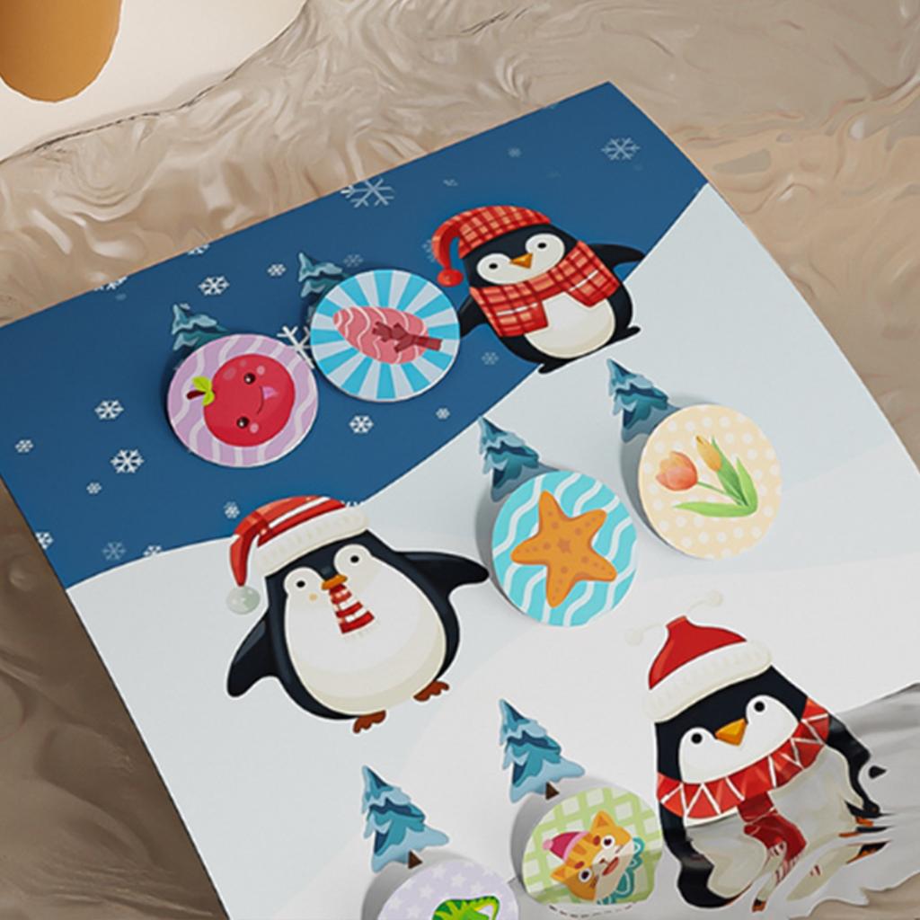 Cartoon Sticker Stamp with 300 Cartoon Sticker and 16 Pages Activity Book Children Sticker Stamper Activity Craft Toy